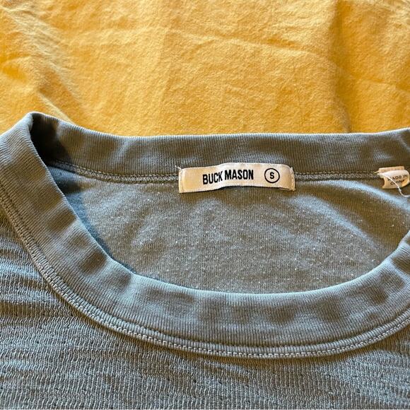 Buck Mason Minimalist Sea-foam Green Mens Crew Neck Long Sleeve Cozy Tee Small - Picture 4 of 8